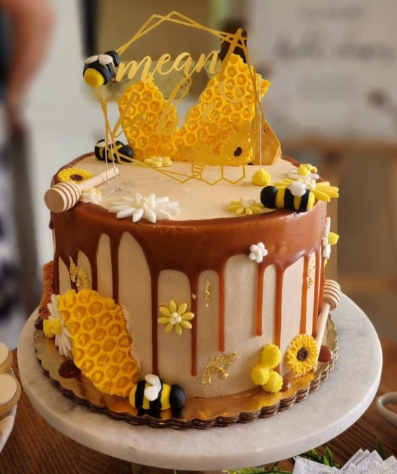 Bee and honey themed bridal shower cake