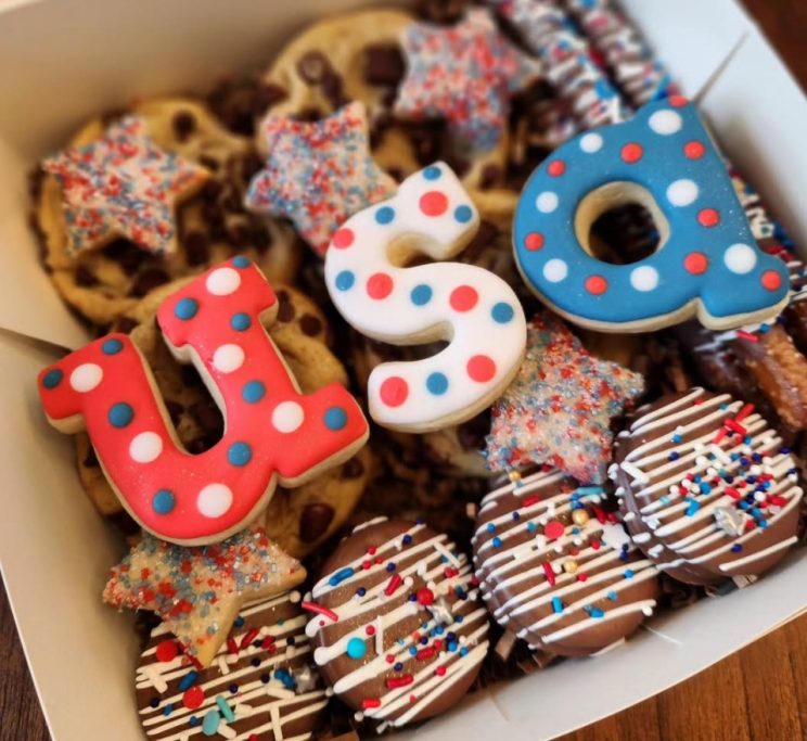 Fourth of July themed cookie box by Navesink Bakery
